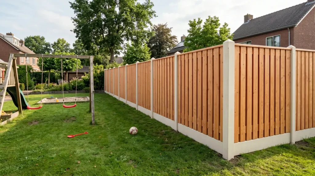 Hout beton schutting plaatsen
