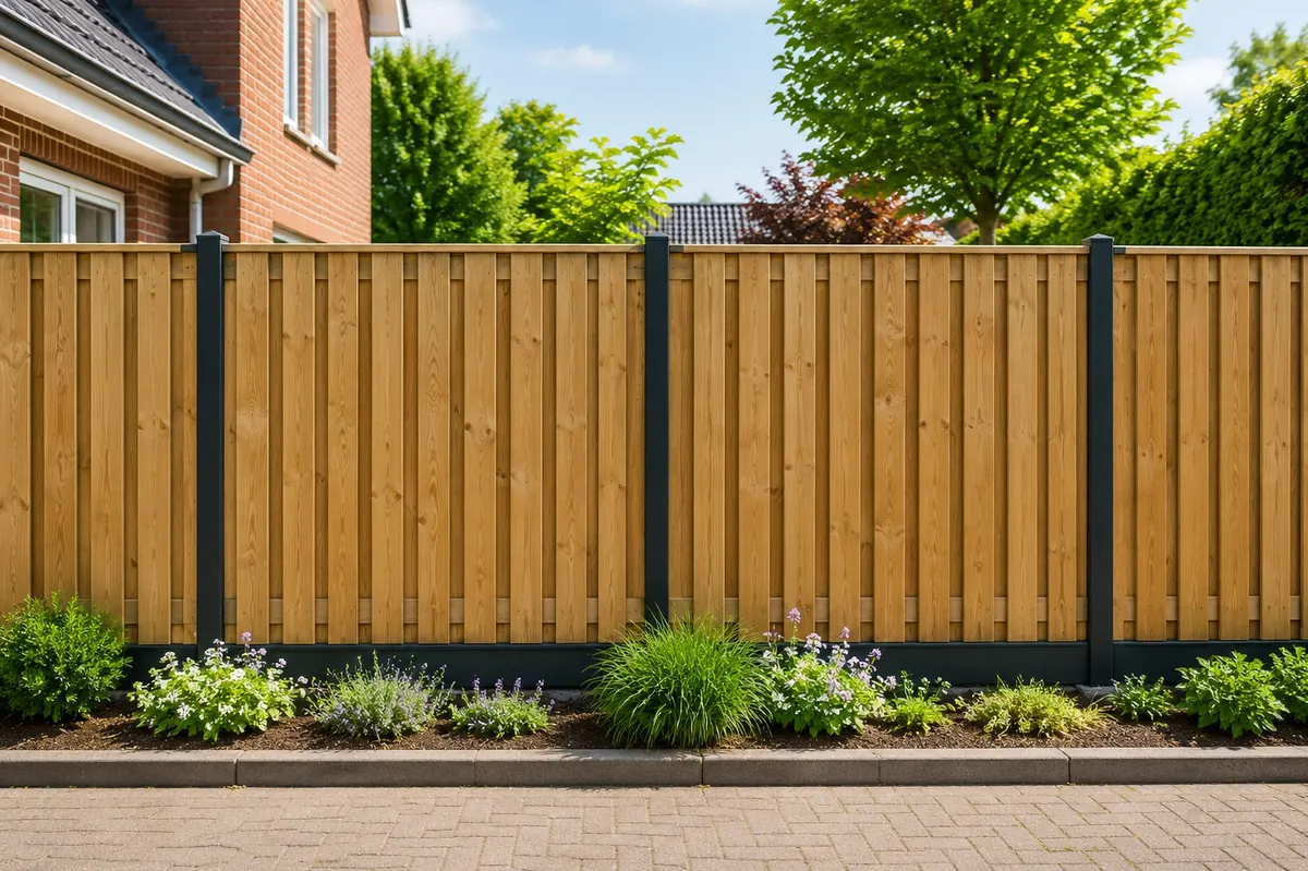 Hout beton schutting antraciet