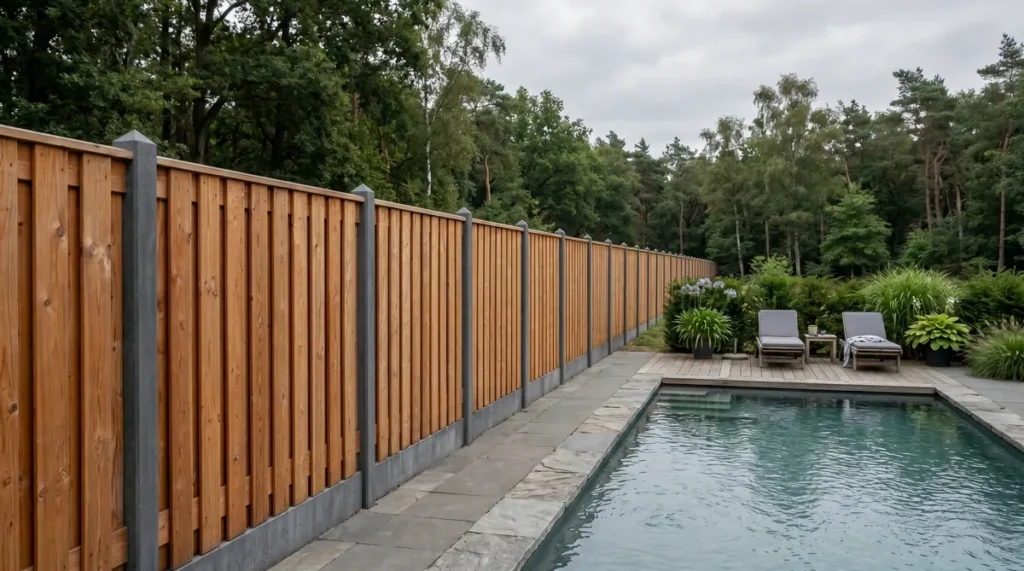 Schutting Nobifix met antraciet beton (ongecoat)