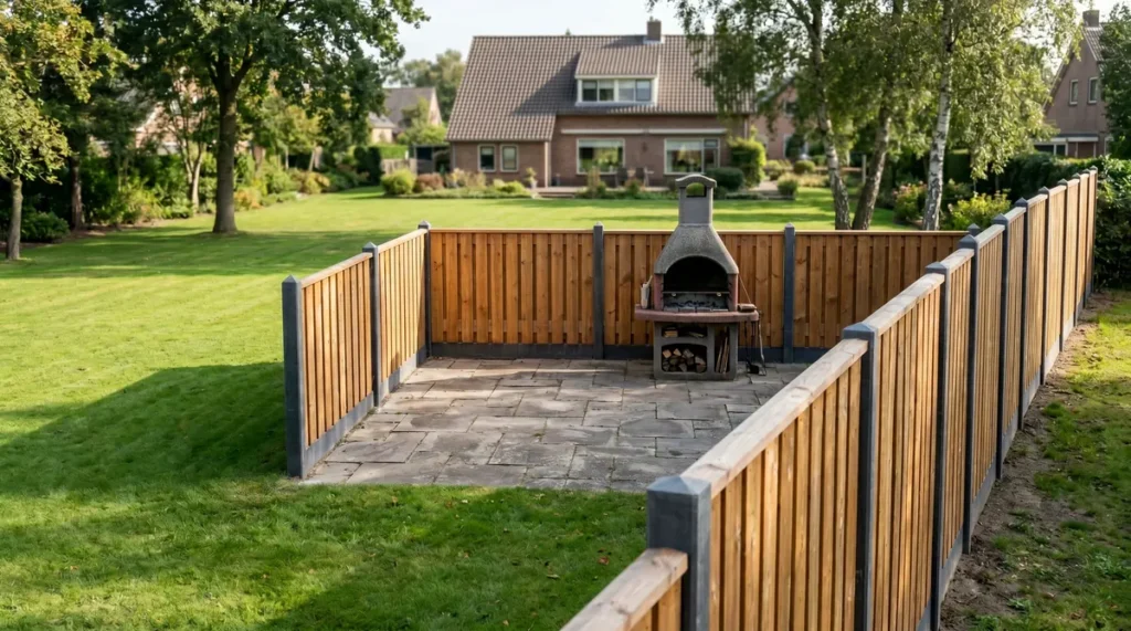 Schutting met bbq