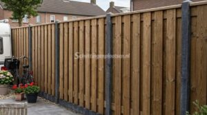 Hout beton schutting