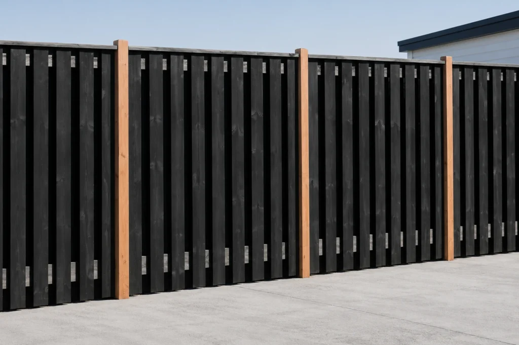 zwarte houten schutting